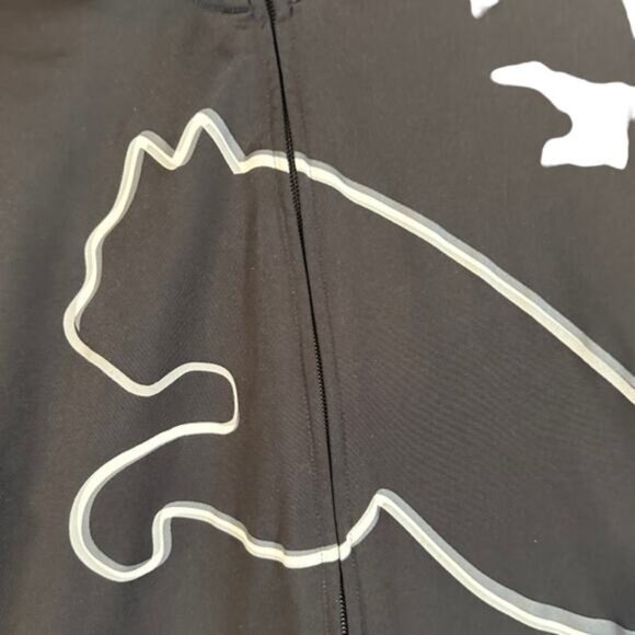 Puma Black Athletic Puma Cat Logo Mock Neck Full Zip Jacket Men Sz M - Picture 3 of 10